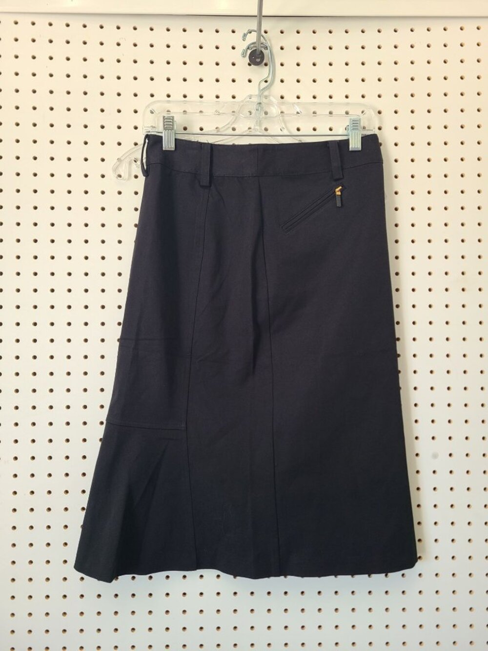 Lauren Ralph Lauren Petite Black Flared Midi Skirt 2P Cotton Blend With Zip Pock